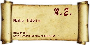 Matz Edvin névjegykártya